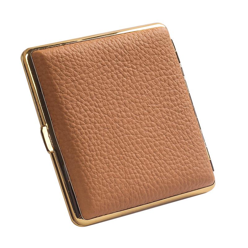 Elegant Cowhide Cigarette Case - 20-Piece Capacity, Men's Fashionable Moisture-Proof & Pressure-Proof Storage Box.