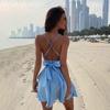 Satin Sexy Backless Party Night Club Wrap Mini Dress Women Sleeveless Elegant Spaghetti Straps Short Dress