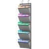 Wall Mounted File Holder Over Door Hanging Mail Organizer Document Storage Bag for Papers Magazines and Books (7 POCKETS-GREY)