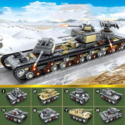 8 в 1 военный танковый блок KV DIY Mini Panzer IV StuG III Tiger автомобиль строительные кирпичи игрушка для мальчиков подарки на день рождения