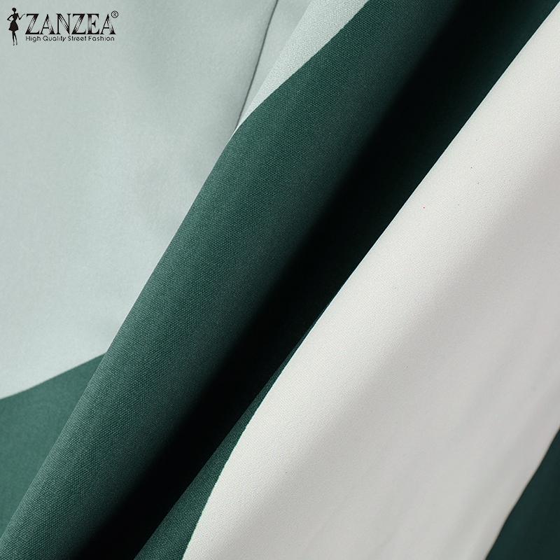 ZANZEA Женский винтажный круглый вырез с коротким рукавом и принтом, топ и брюки