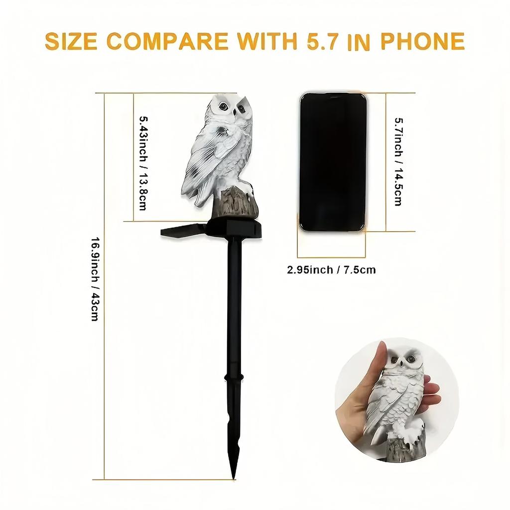 Солнечные светодиодные садовые колышки в виде совы Реалистичный уличный светильник Солнечный светодиодный светильник Уличный садовый декоративный светильник Водонепроницаемые солнечные светильники