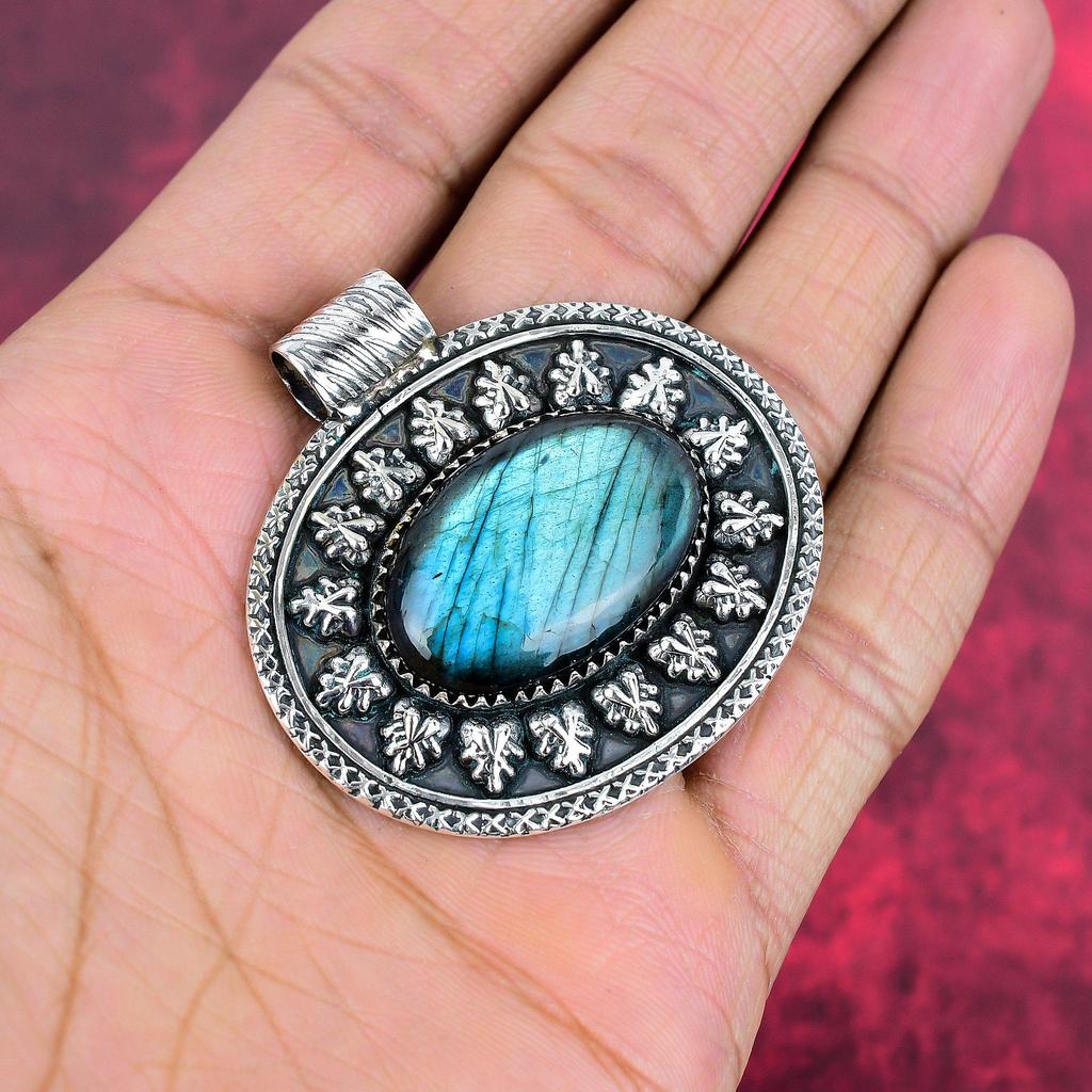 Подвеска из лабрадорита, ручная работа, драгоценный камень, серебряный кулон 925 пробы, антикварная бижутерия, для подарка, серебряные украшения