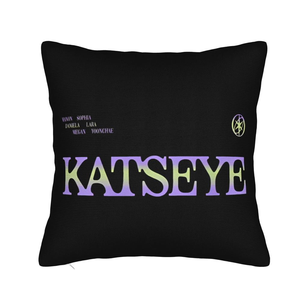 Korean Katseye Logo Girl Group Square Pillow Cases Cushion Cover Funny Zipper Decorative Pillowcover For Home 18"X18"