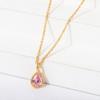 925 Sterling Silver Gold Plated Waterdrop Color Gemstone Pendant Necklace Jewelry Custom Citrine