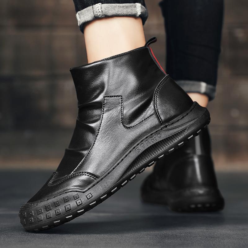 Autumn Winter Men's Boots High Top Leather Shoes Men's Ankle Boots Fashion Comfortable Motorcycle Boots Platform Boots Man