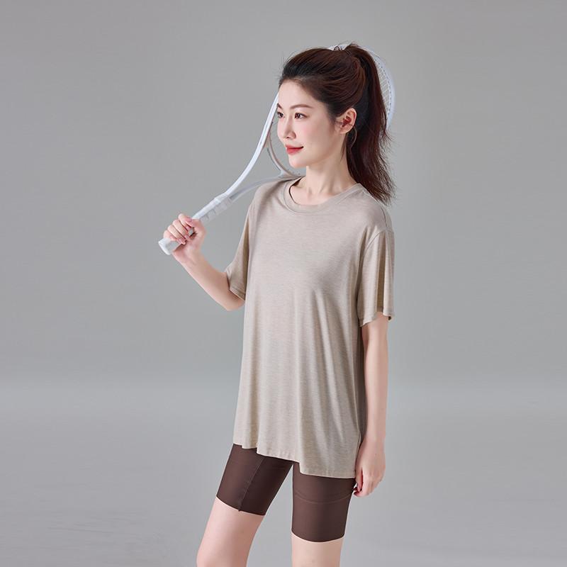 Casual sports short-sleeved t-shirt women's 2026 summer loose and versatile solid color top
