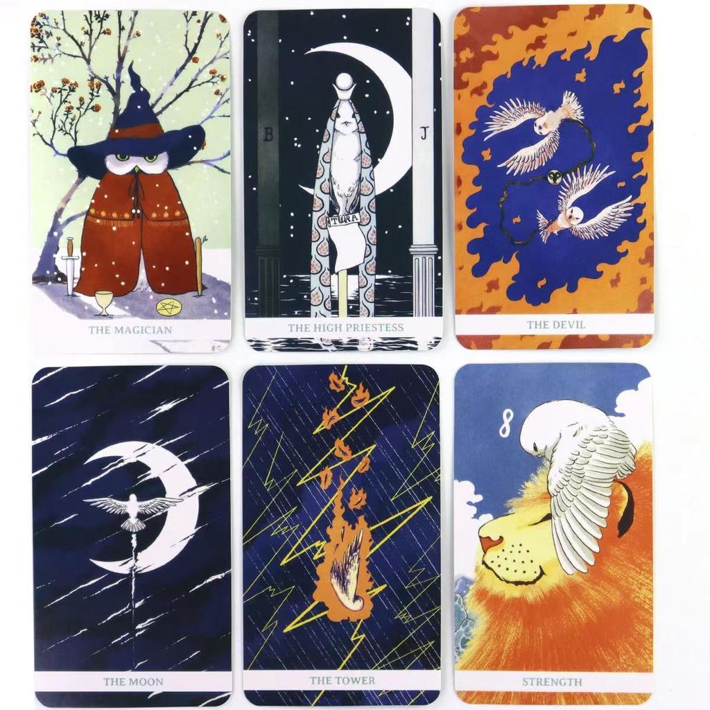 10.3*6cm White Winny Tarot-Whimsical Owl Guide for Intuitive Readings & Self-Discovery 78 Pcs Cards