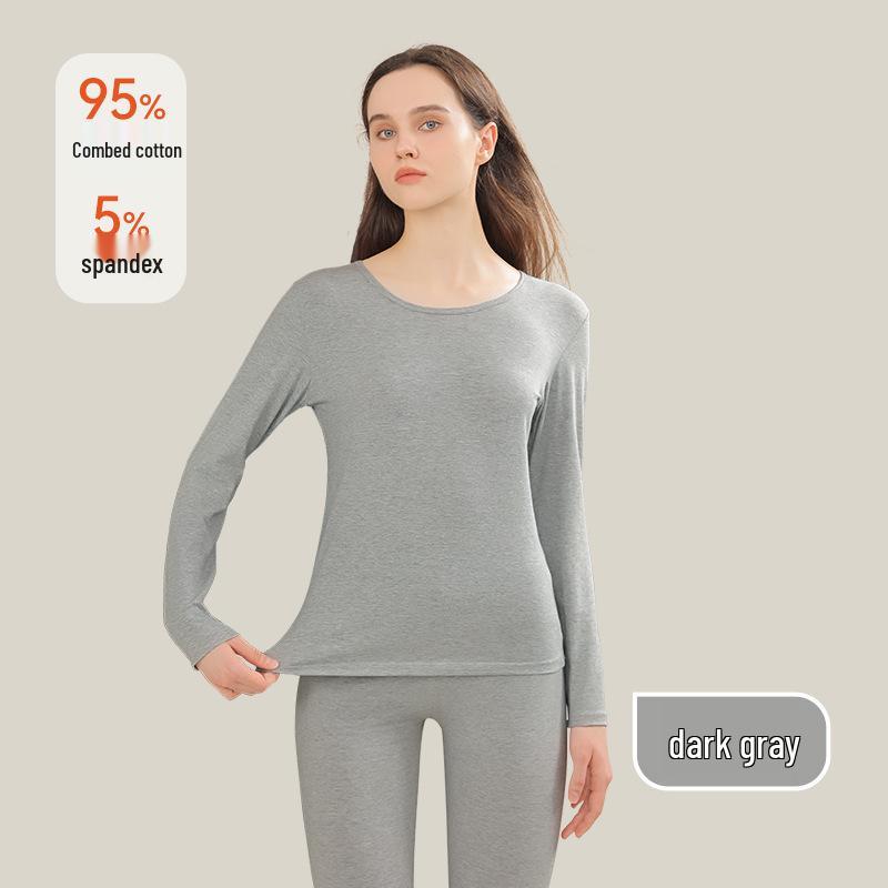 10A Антибактериальный женский приталенный комплект из чистого хлопка для осени - Базовый слой, Большой размер
