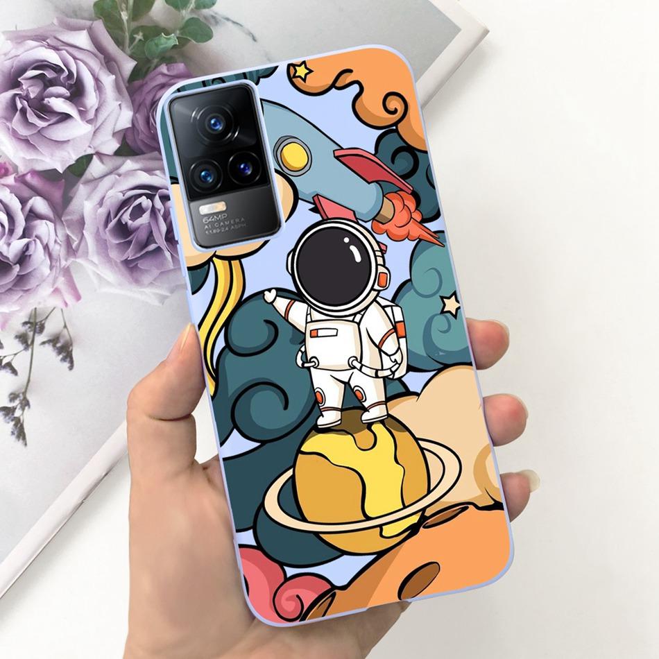 Чехол для Vivo V21e Чехол Vivo V21E 4G V 21E V2061 Милый Мультяшный Конфетный Цвет Мягкий Силиконовый ТПУ Задняя Крышка Телефона