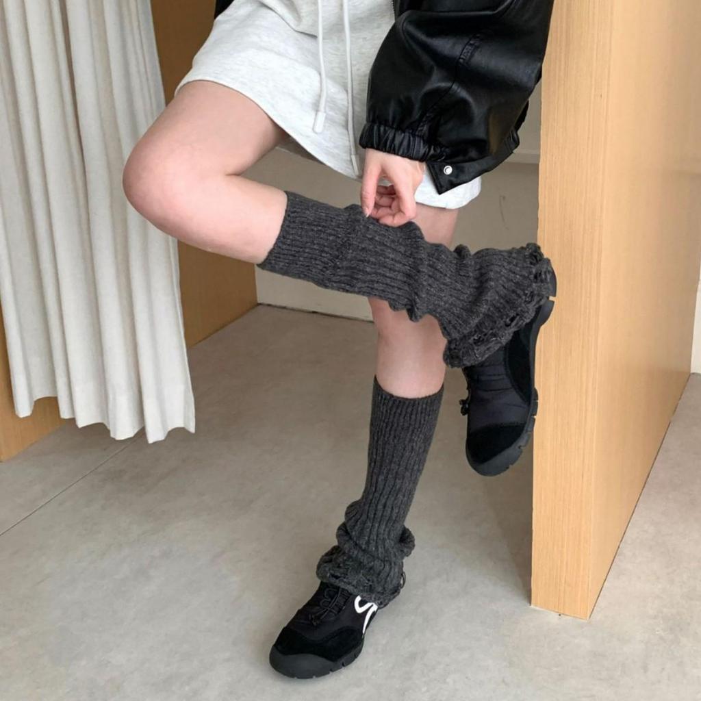 Женские теплые вязаные гетры в японском стиле - Серые ретро до середины голени, Сладкие молочно-белые до колена - Идеально для осени/зимы.