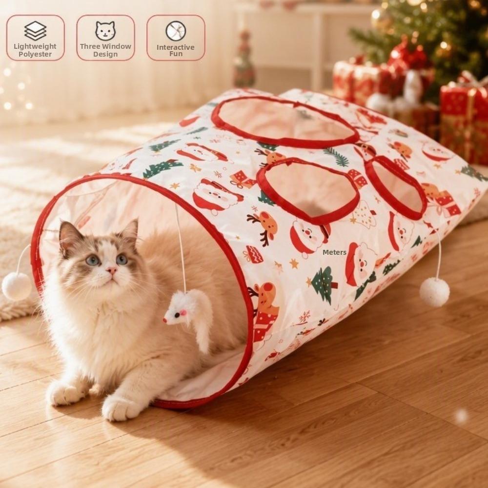 Cartoon Printed Cat Interactive Toy Foldable Cat Tunnel Bag Pet Play Tent  Self Entertainment