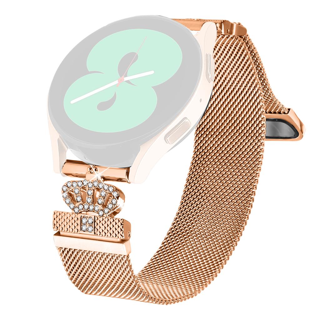 For Samsung Galaxy Watch4 40mm/44mm Milanese Mesh Band Magnetic Crown Clasp Stainless Steel Strap