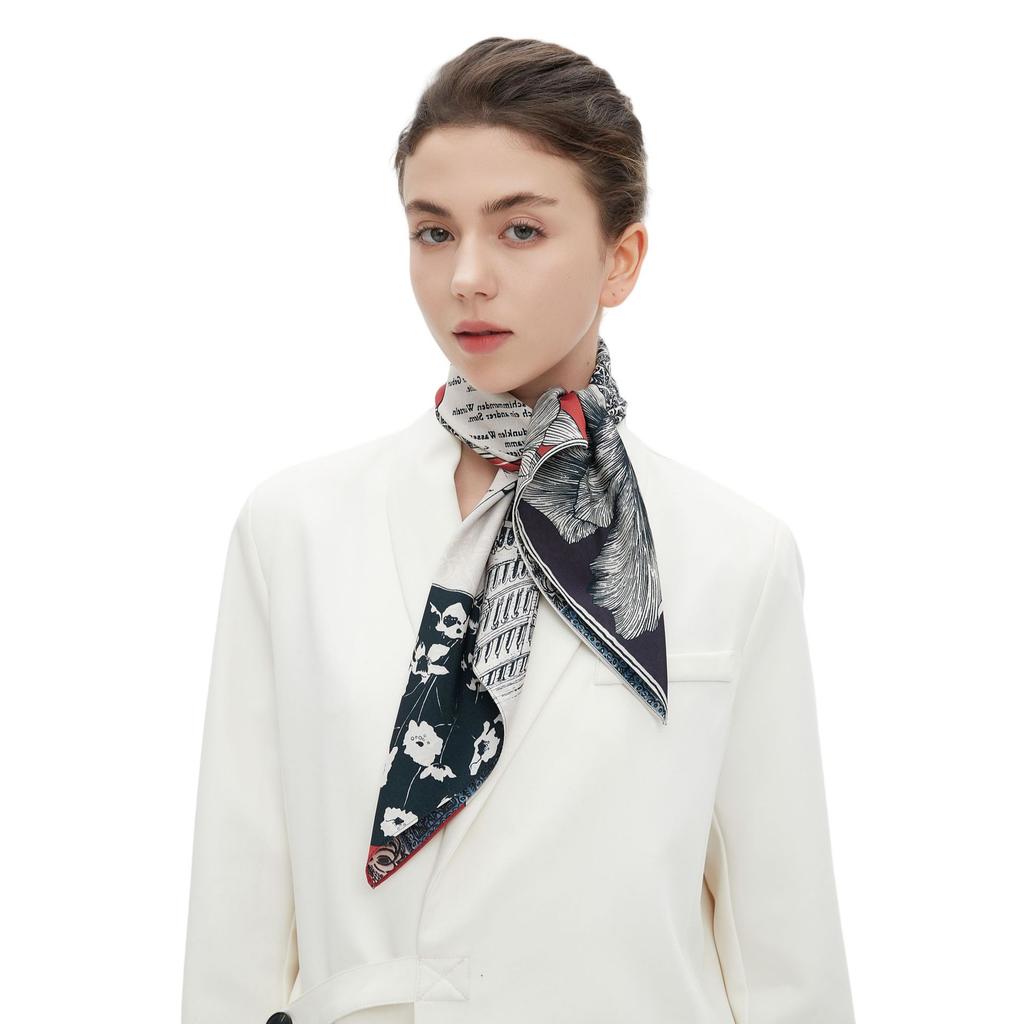 Zhonggao Youpin 2025 new spring, summer and autumn thin headscarf double-sided printed silk scarf square scarf