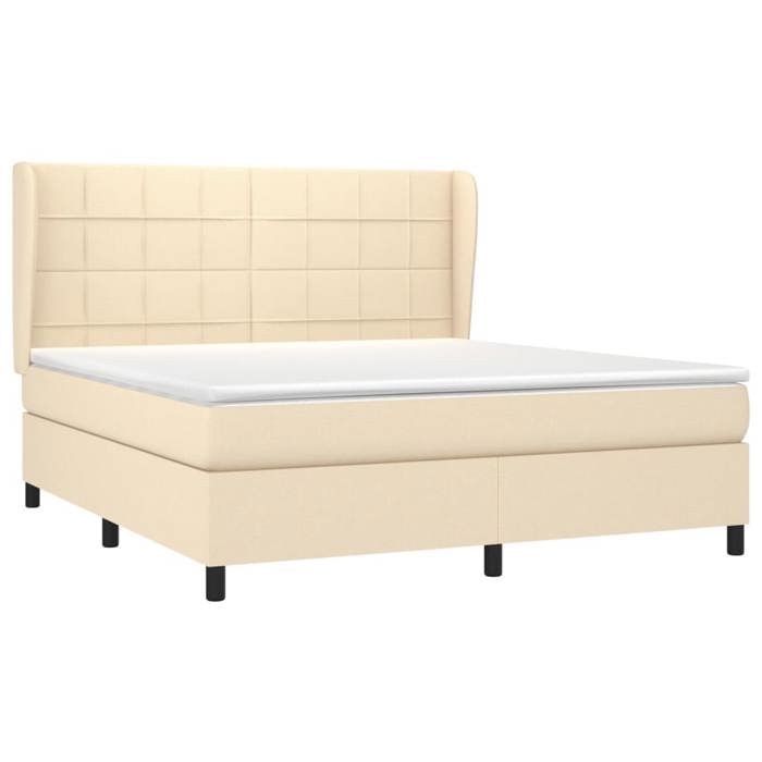Maison Exclusive - Sommier à lattes de lit avec matelas Crème 180x200 cm Tissu