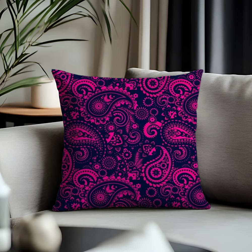 Trending PPpaisleyed Cushion Cover Antidustmite Pillowcase Invisible Zipper Silky Short Plush Sofa Cushion Cover