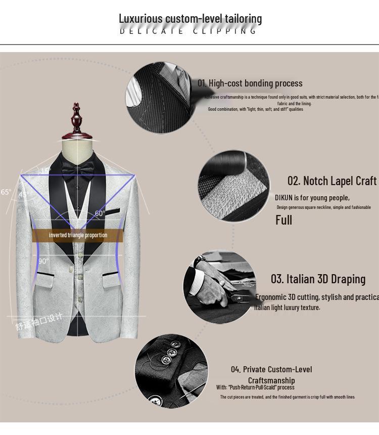 Men's Three-Piece Formal Suit for Evening or Wedding