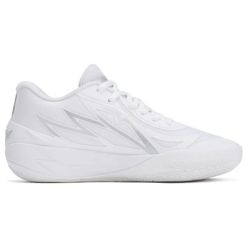 PUMA MB.02 Men Round Toe Lace Up Cushioned Low Top Basketball Shoes White 379419-01