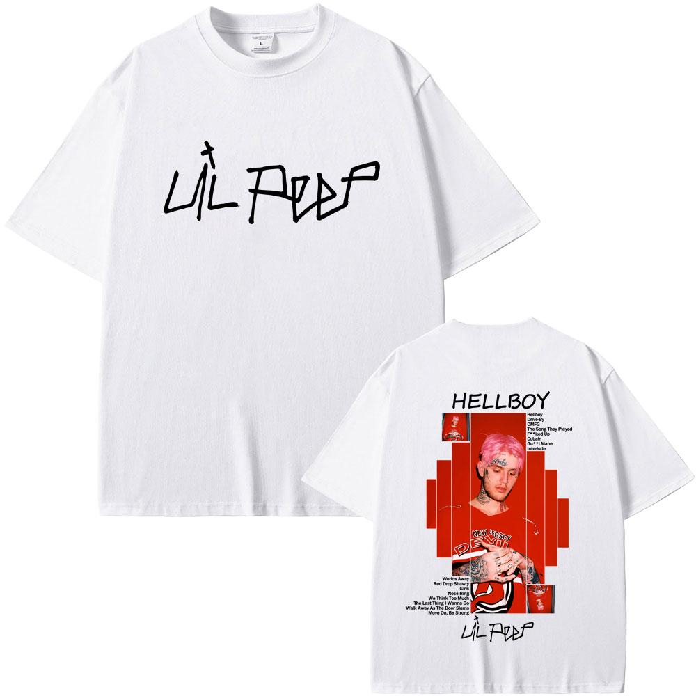 Rapper Lil Peep Hellboy Album Graphic Tshirt Men Women Hip Hop Fashion Streetwear Male Clothing Casual Oversized Cotton T Shirt