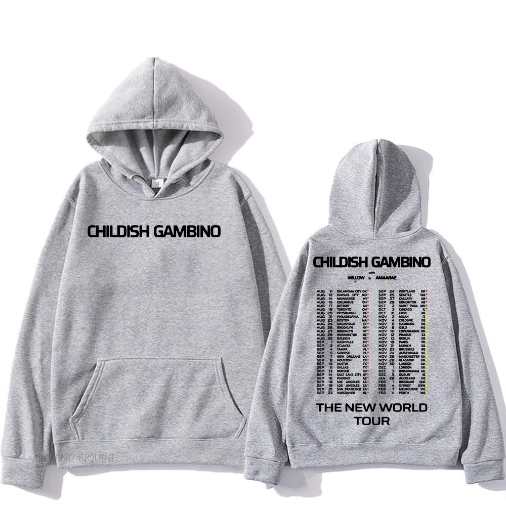 Толстовки The New World Tour Childish Gambino Певец Толстовки Теплый Длинный Рукав Sudaderas Мужская Одежда Топ
