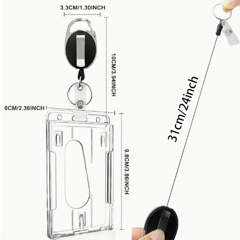 Vertical PC Card Bag With Zinc Alloy Oval Easy To Pull Buckle - With Expansion Clip Transparent Card Holder