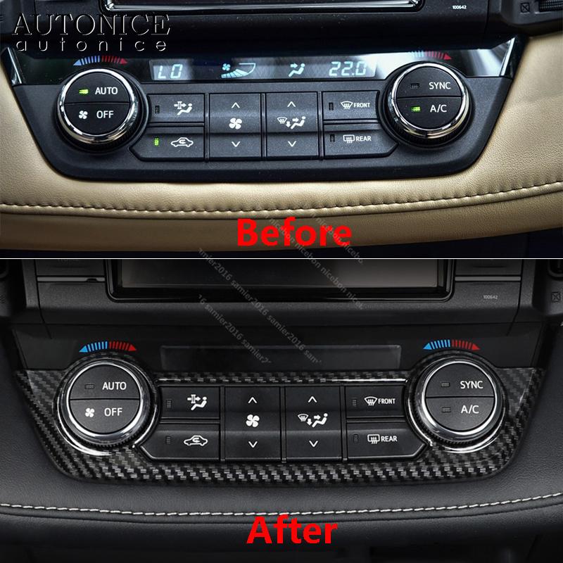 Цвет карбона Рамка кнопки внутренней центральной консоли Золотая крышка Для Toyota RAV4 2013 2014 2015 2016 2017 2018