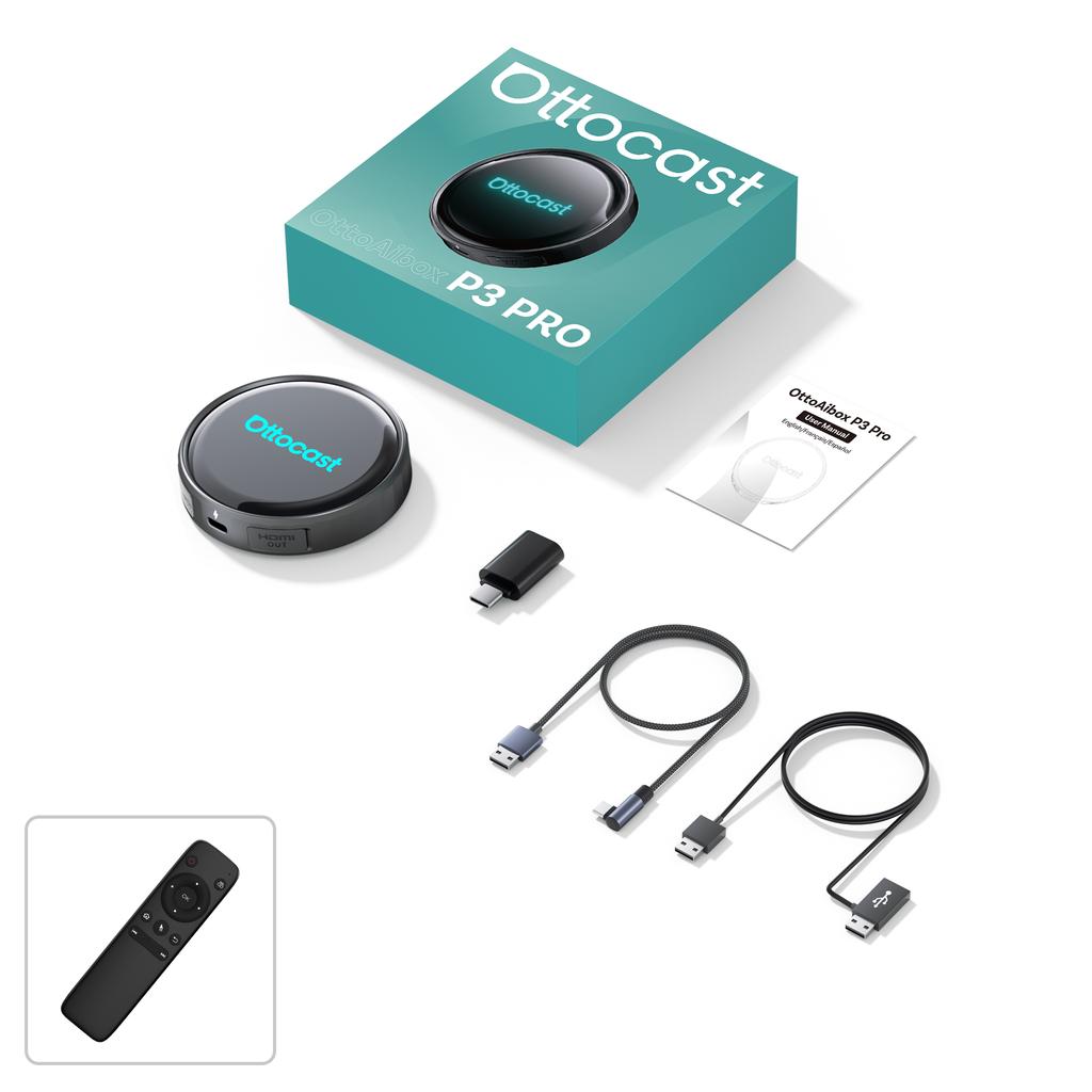 OTTOCAST P3 PRO AI Box Смарт SM6225 Android Box Беспроводной CarPlay Android Auto Голосовой AI Автомобильные Аксессуары для VW Toyota Benz