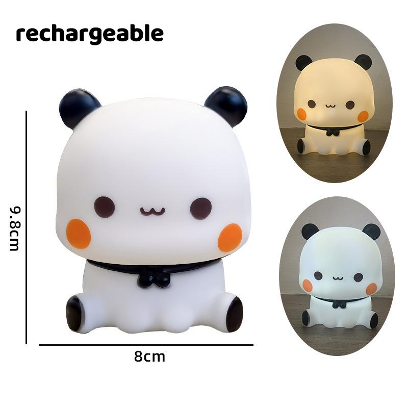 Кавайный Медведь Панда Бубу и Дуду Светодиодный Силиконовый Ночник Лампа Милый Мультяшный Ночник Декоративный для Спальни Гостиной Куклы Подарки