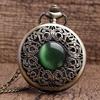 Bronze Hollow Imitation Jade Stone Necklace Pendants Decorated Dan Green Chian MenWomen Pocket Watch