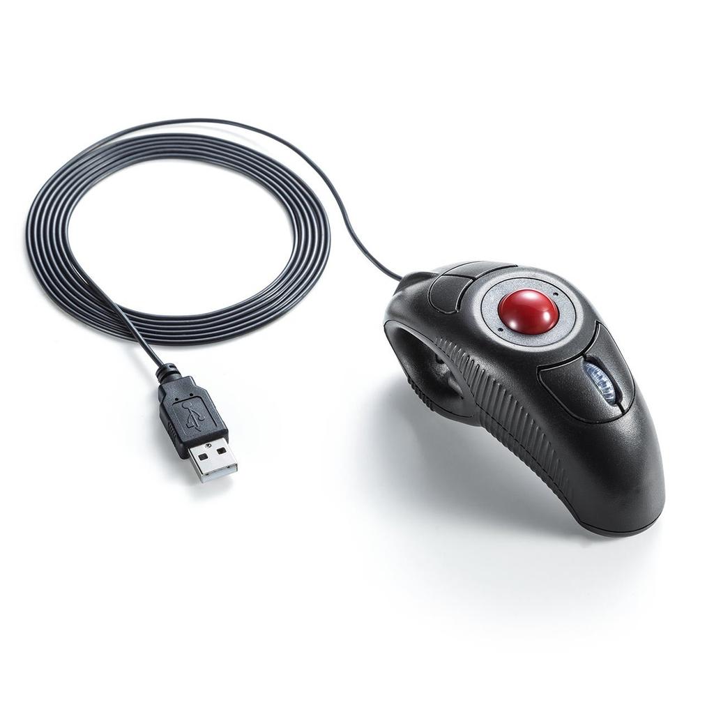 Sanwa Direct Ring DPI 1 Lying-Down Mouse, Mouse, Trackball, Ambidextrous, 1.9m Cable, Switchable, pc, 400-MA083