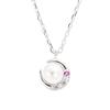 Necklace for Genuine Crescent Birthstone Rhodolite Garnet [Mirai Tenshi] Women, Pearl, Moon, Silver, January, MIP1181WEB_RG