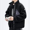 Li-Ning Badfive Basketball Series Warm Sherpa Fleece Loose Knit High Collar Plus Velvet Jacket Unisex Outerwear Black AFDR729-4