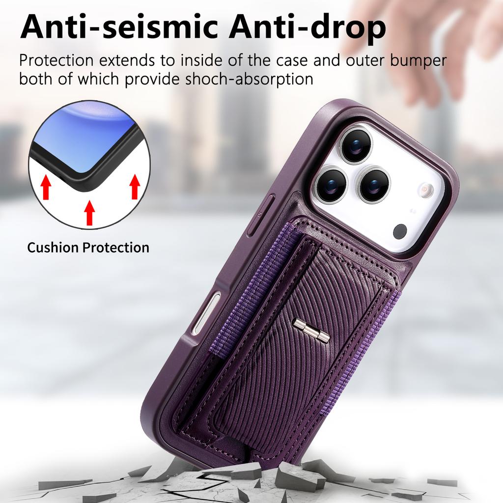 Чехол CASENEO для iPhone 17 Pro со складной подставкой, ТПУ, ПУ-кожа, PC-карман, Магнитная крышка для телефона, Совместим с MagSafe