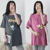 Maternity Summer Short-Sleeve Korean Top: Stylish Mid-Length Pure Cotton T-Shirt for Fashionable Moms.