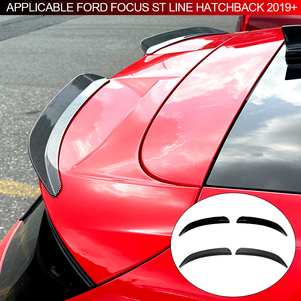2 шт., автомобильный задний спойлер, удлинитель для губ, плавники, задние крылья, углеродное волокно, автомобильный спойлер на крышу для Ford Focus ST Line Hatchback 2019-2024