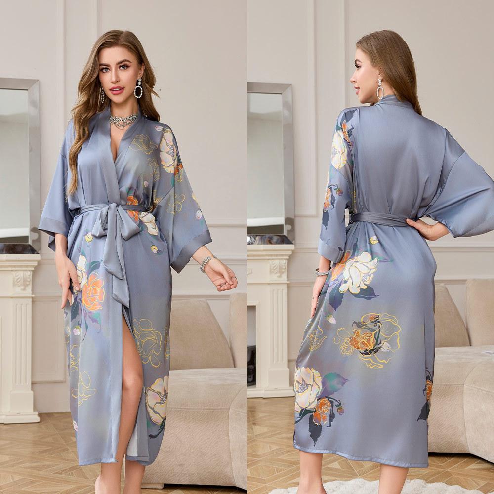 Новая женская пижама Yaoting, весна-осень, с рукавами три четверти, атласная пижама, женская с длинным рукавом, тонкая одежда для дома WP1110
