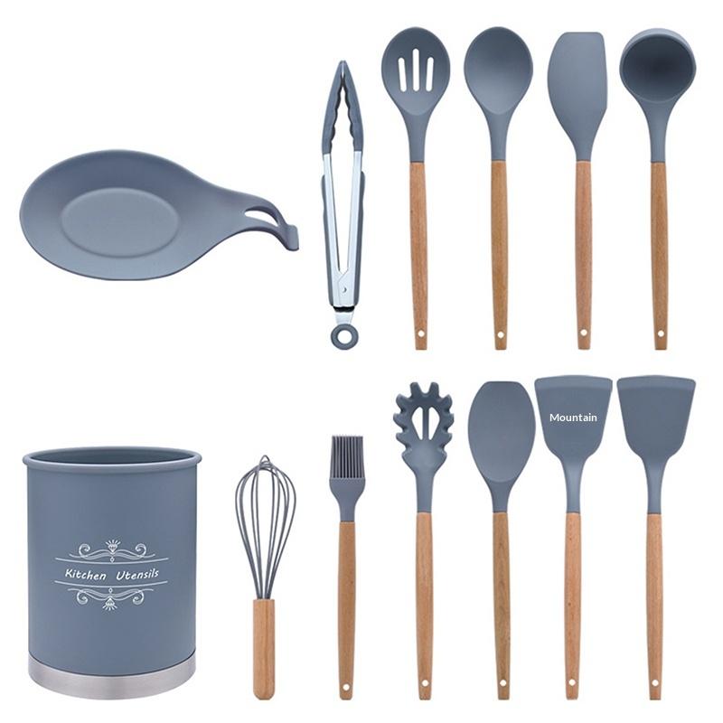 §Cooking Tool Sets Non-toxic Cooking Baking Kitchen Tools Utensils Silicone Shovel Spoon Scraper Brush Spade Whisk Turner