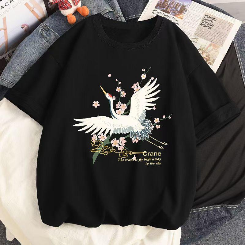 2024 Девушка Женщины Мультфильм Футболка Милые Футболки Хлопок Короткий Рукав Принт Топы