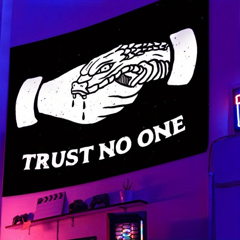 VIKAMA Black and White Snake Hand Tapestry with TRUST NO ONE Slogan for Bedroom Living Room Decor Aesthetic Edgy Dark Wall Art