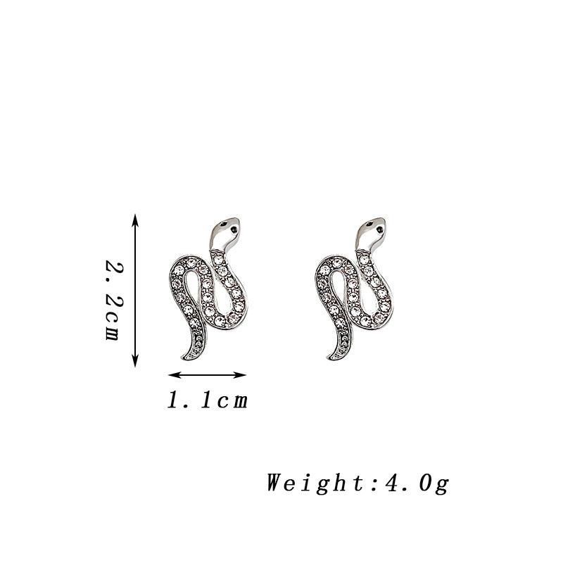 Inlaid Crystal Snake Drop Earrings for Women Silver Animal Y2K Dangle Earrings Party Goth Pink Jewelry Personality Gift
