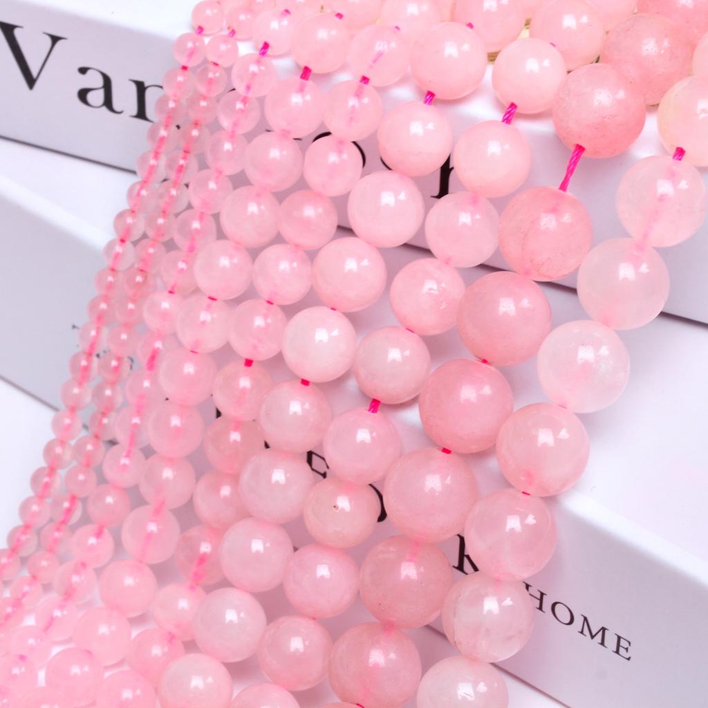 15-40 шт. 4/6/8/10/12 мм порошкообразные хрустальные бусины круглые розовые натуральные камни свободные бусины DIY ожерелье брелок ювелирные изделия ручной работы материал оптом