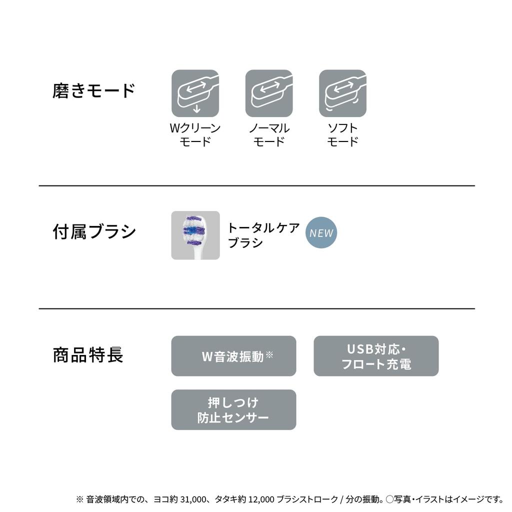 Panasonic В зубной щетке Panasonic Sonic Vibration Doltz High Grade Model W Sonic Vibration Подставка для зарядки для международного использования Белый [Выпущено в 2023 году]