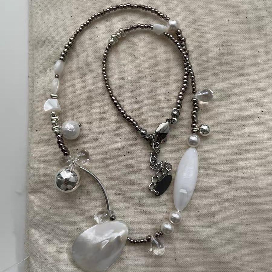 Белая Красота Летнее Женское Ожерелье из Бисера Ручной Работы - Ограниченная Серия Оригинальный Дизайн Цепочка на Ключицу