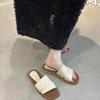 Sheepskin One-word Slippers Women's Summer Wear with Skirt Temperament Soft Leather Flat-bottomed Cool Slippers