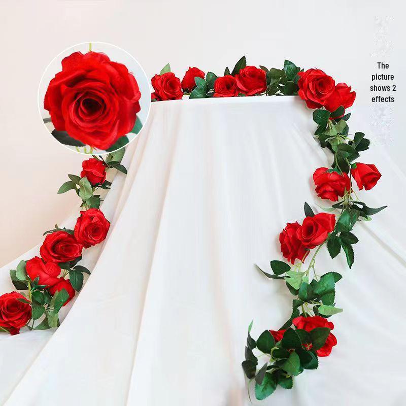 Artificial Rose Vine for Living Room Decoration, Air Duct Cover, Plastic Flower Garland