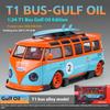 1/24 Volkswagen T1 Автобус Gulf Oil Martini Заниженный Кузов Расширенный Кузов Модифицированный Литой Металлический Модель Автомобиля Звук и Свет Хобби Подарки Мальчик