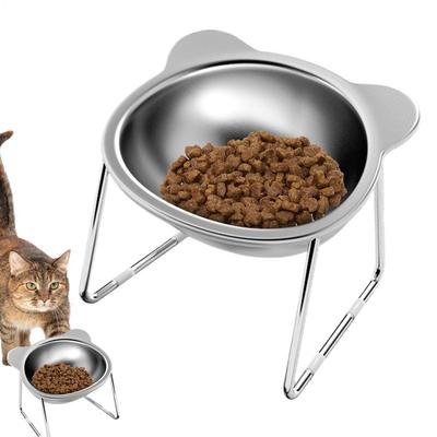 Наклонная миска для кошек Миски для кошачьего корма из нержавеющей стали с металлической подставкой Миска для еды и воды для кошек, котят, щенков Кормушки Принадлежности для кошек