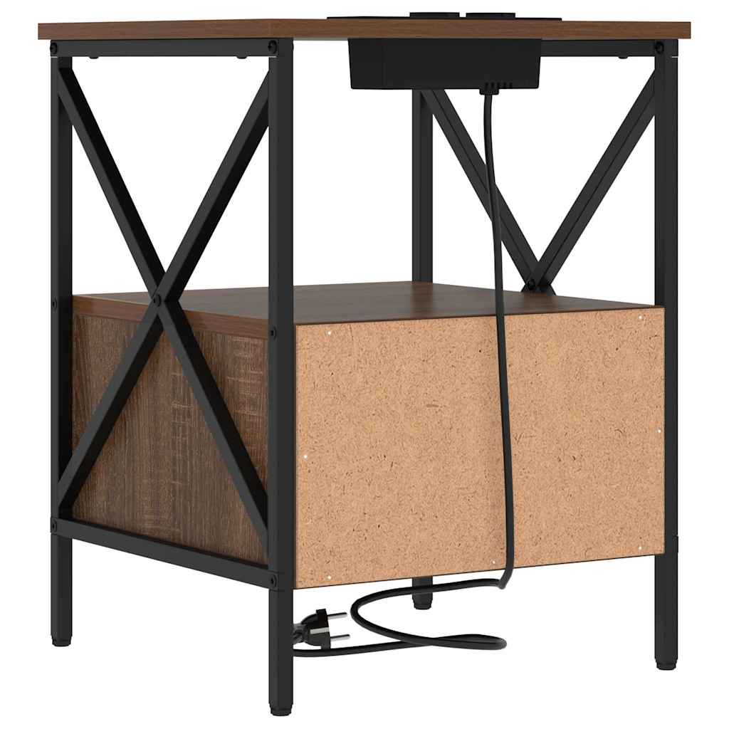 Nightstand Set of 2 Brown Oak Effect 41.5 x 40.5 x 55 cm