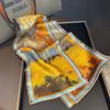 Mulberry Silk Oil Painting Silk Scarf Femininity Elegant Birch Silk Scarf Versatile Small Long Streamer Bag Decoration
