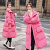 Women's Autumn Winter Insulated Cotton Jacket with European Style Sheep Wool Collar, Warm Winter Coat for Women